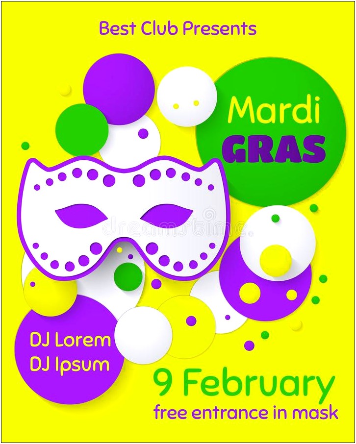 Mardi Gras Party Flyer Templates Free