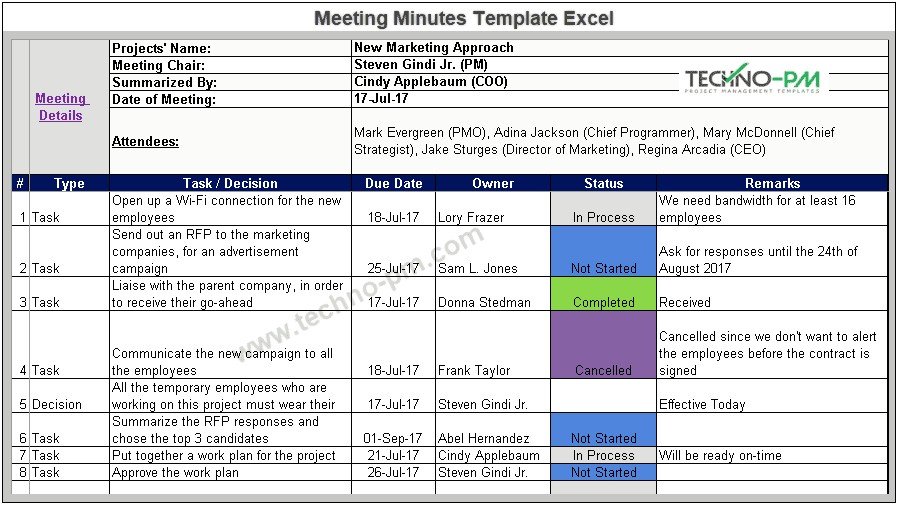 Meeting Minutes Template Excel Free Download