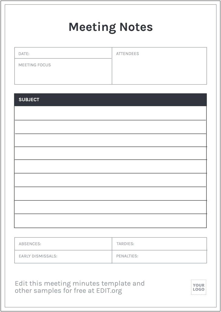 Meeting Minutes Template Word Free Download