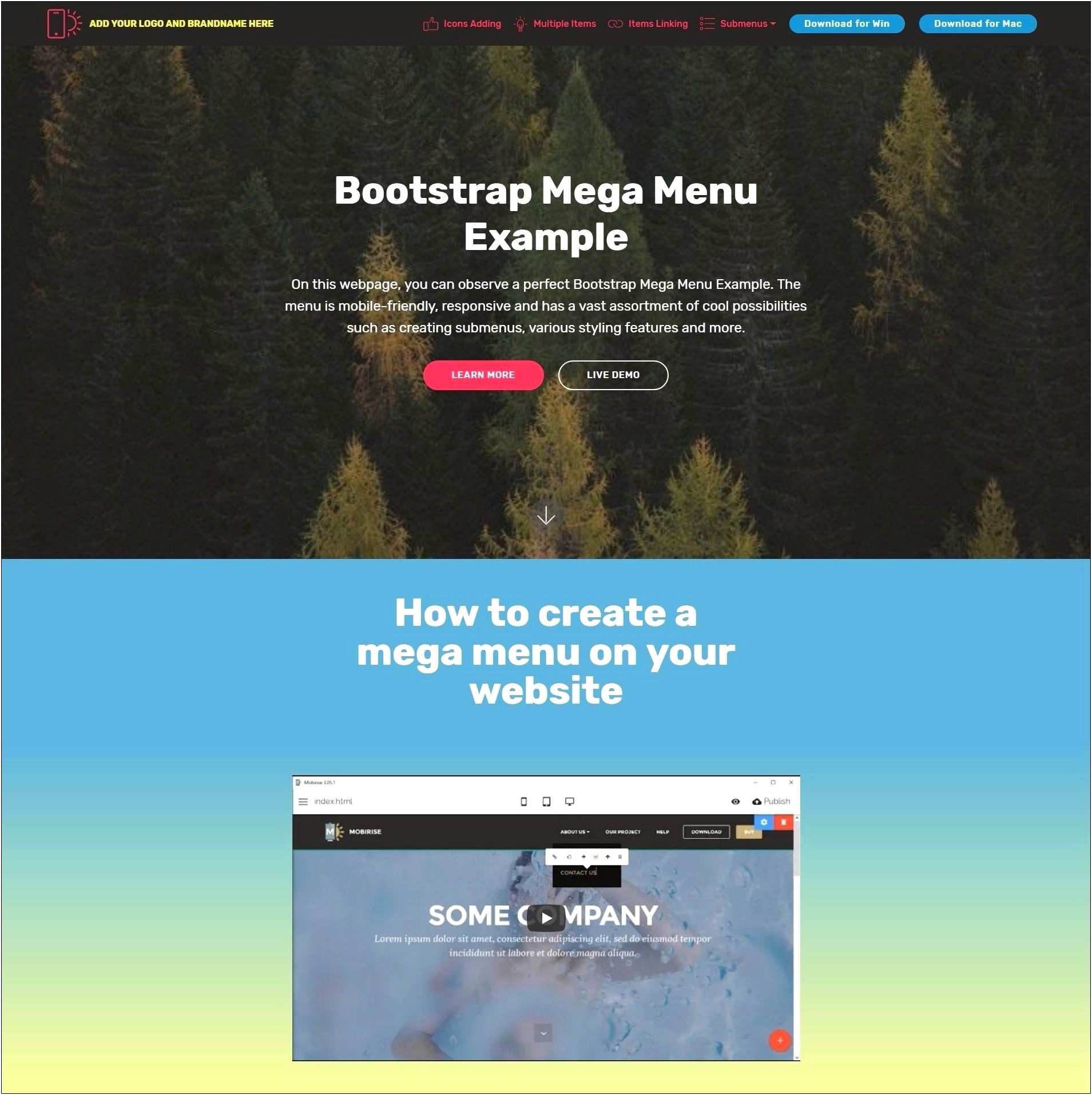 Mega Menu Bootstrap Templates Free Download