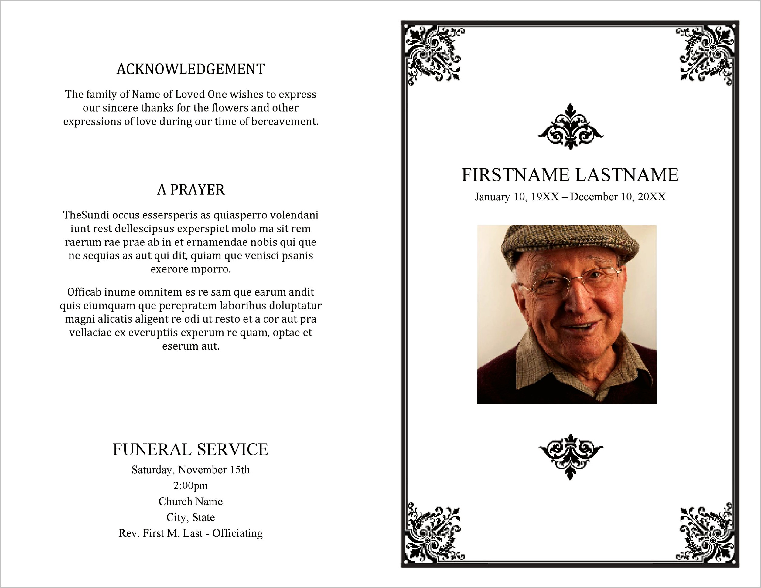 Memorial Order Of Service Template Free