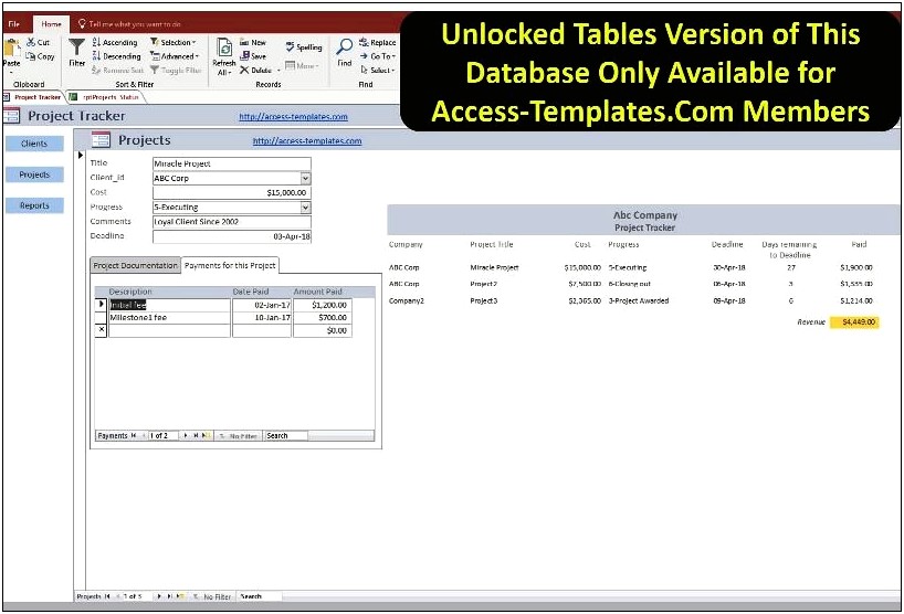 Microsoft Access Project Management Template Free