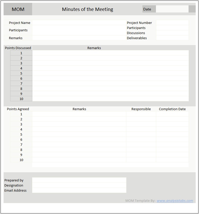 Minutes Of The Meeting Template Free