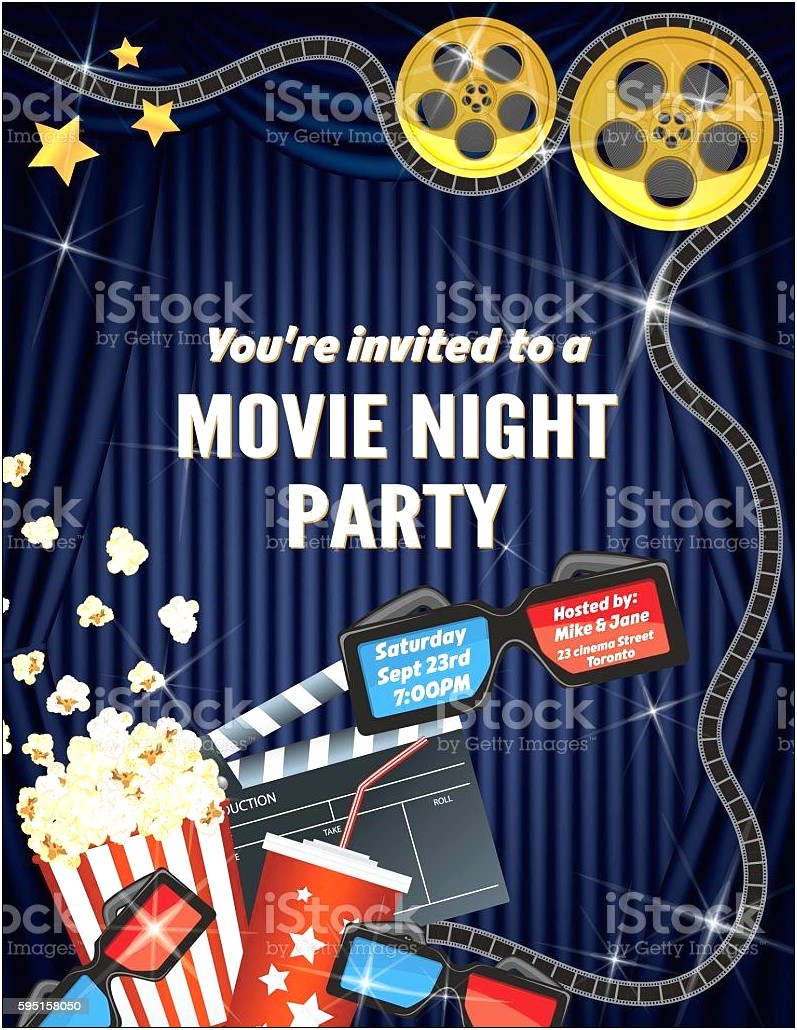 Movie Night Party Invitation Template Free