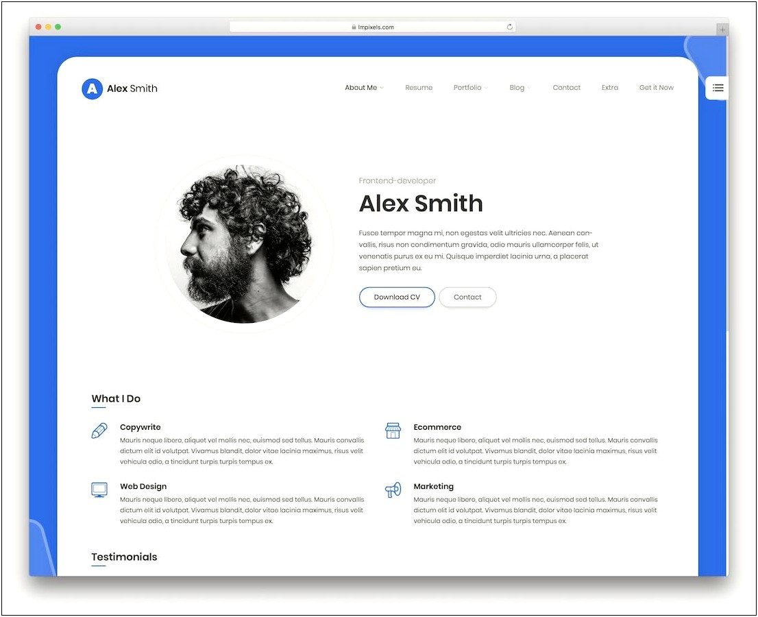 One Page Cv Template Free Online