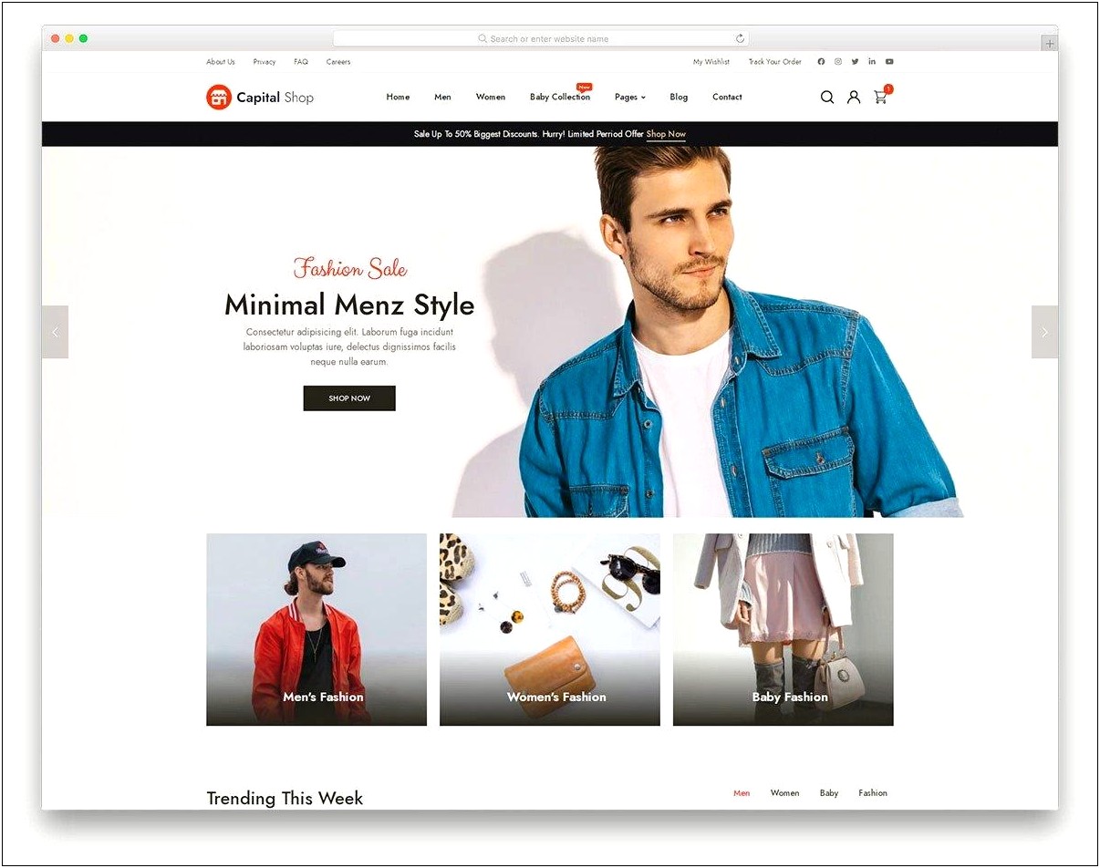 One Page Ecommerce Html Template Free