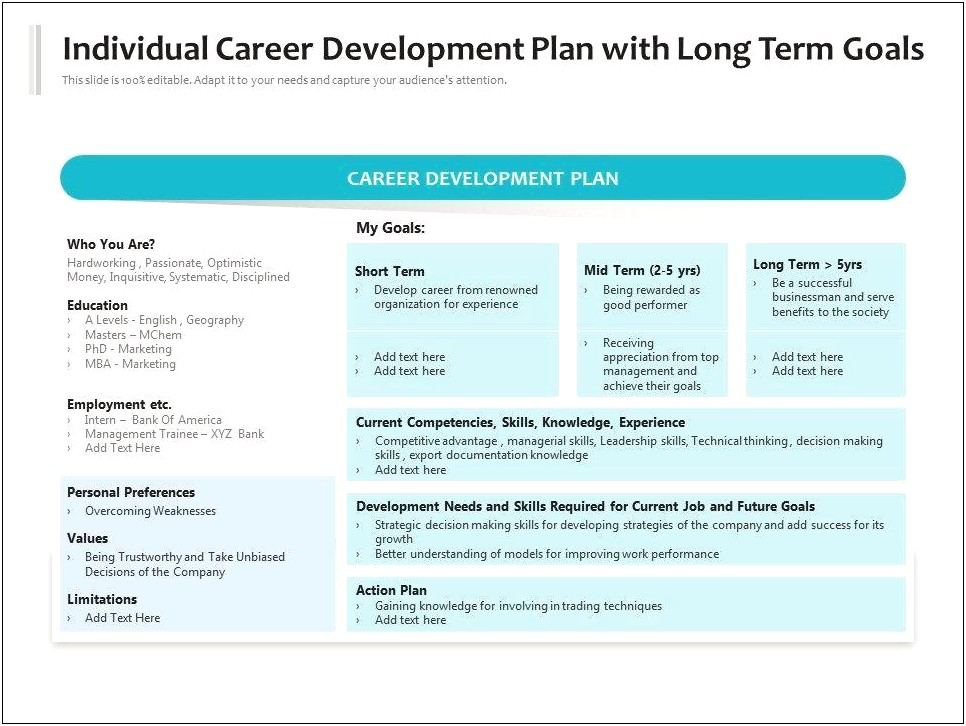 Personal Development Plan Template Excel Free