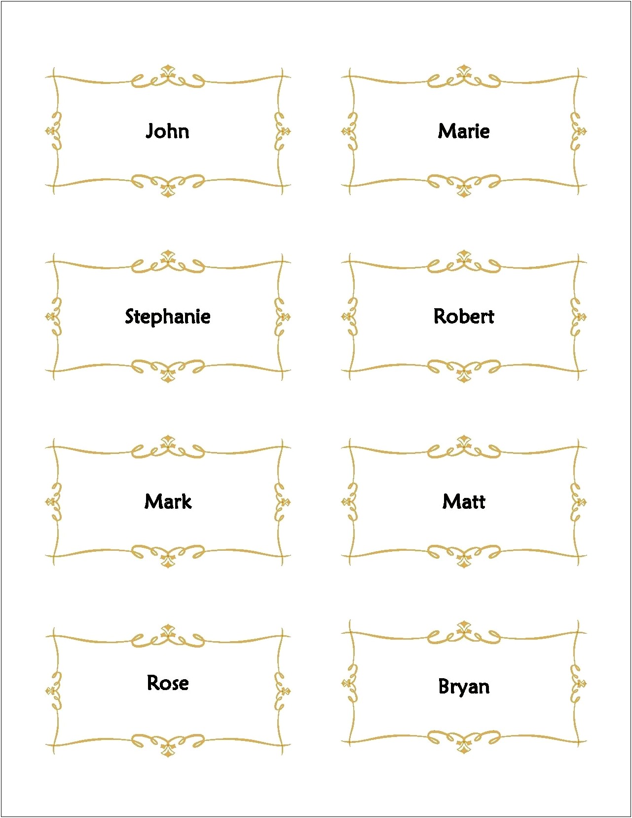 Place Cards Template Word Download Free