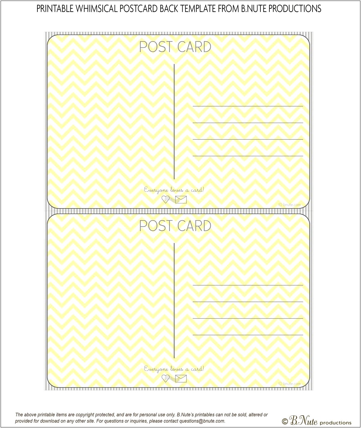 Postcard Front And Back Template Free