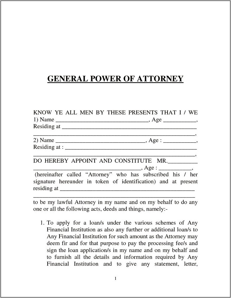Power Of Attorney Template Uk Free
