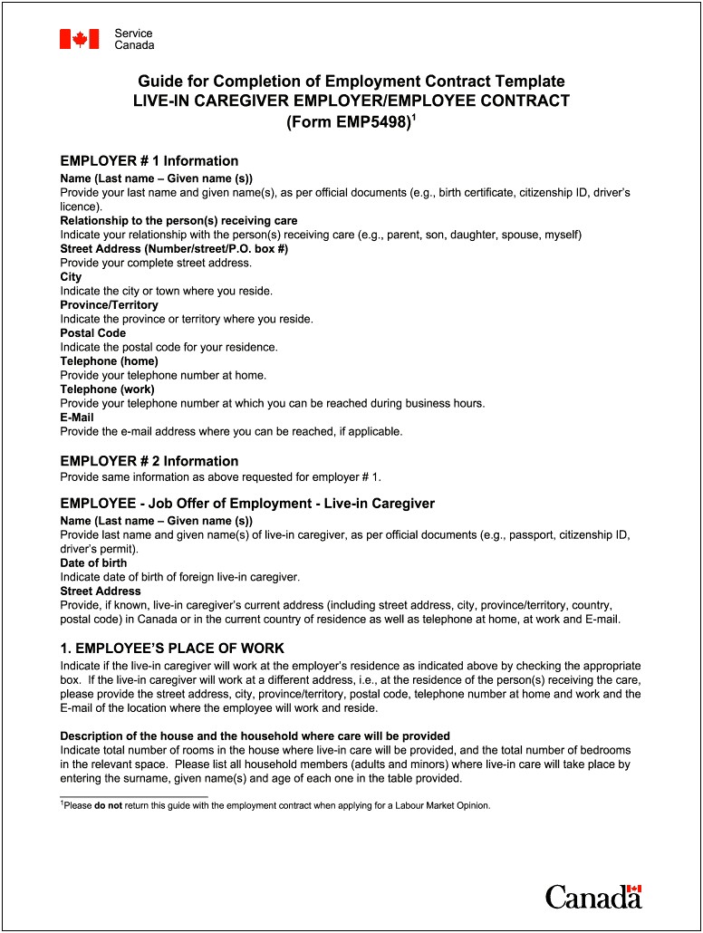 Printable Simple Employment Contract Template Free