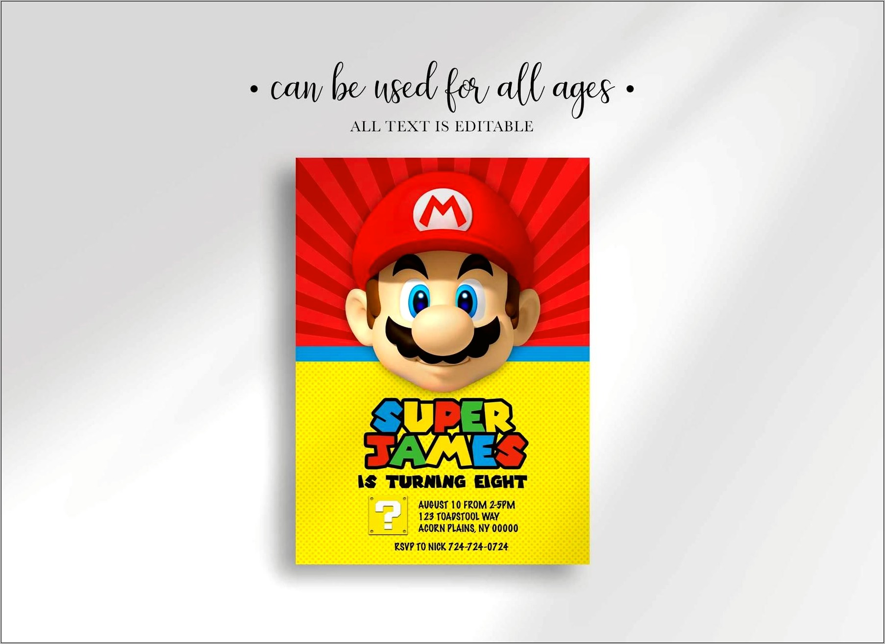 Printable Super Mario Invitations Template Free