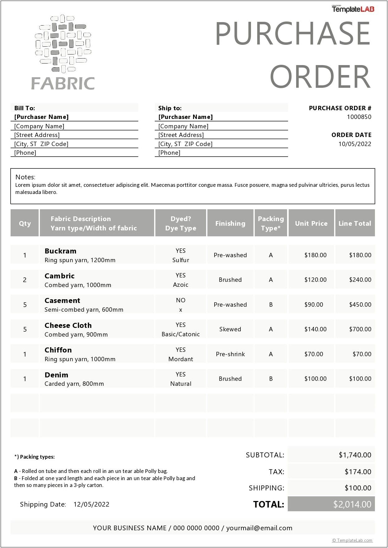 Product Order Form Template Free Download