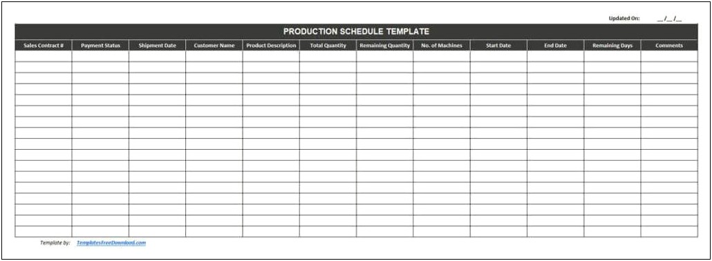 Production Planning Excel Template Free Download
