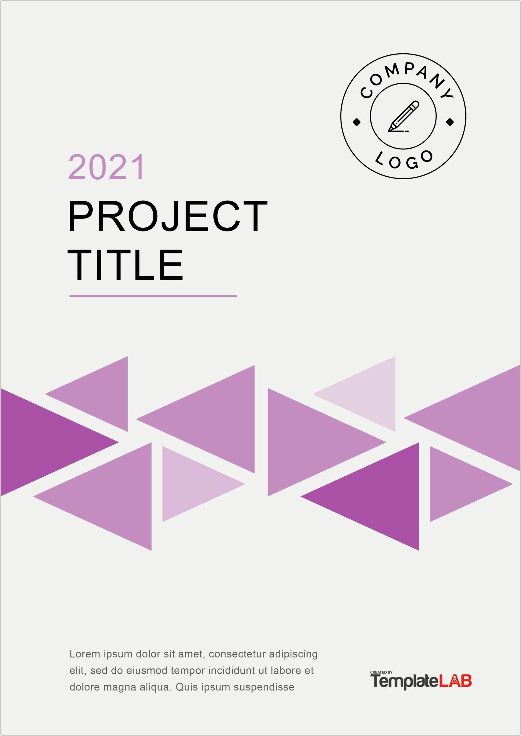 Project Cover Page Template Free Download