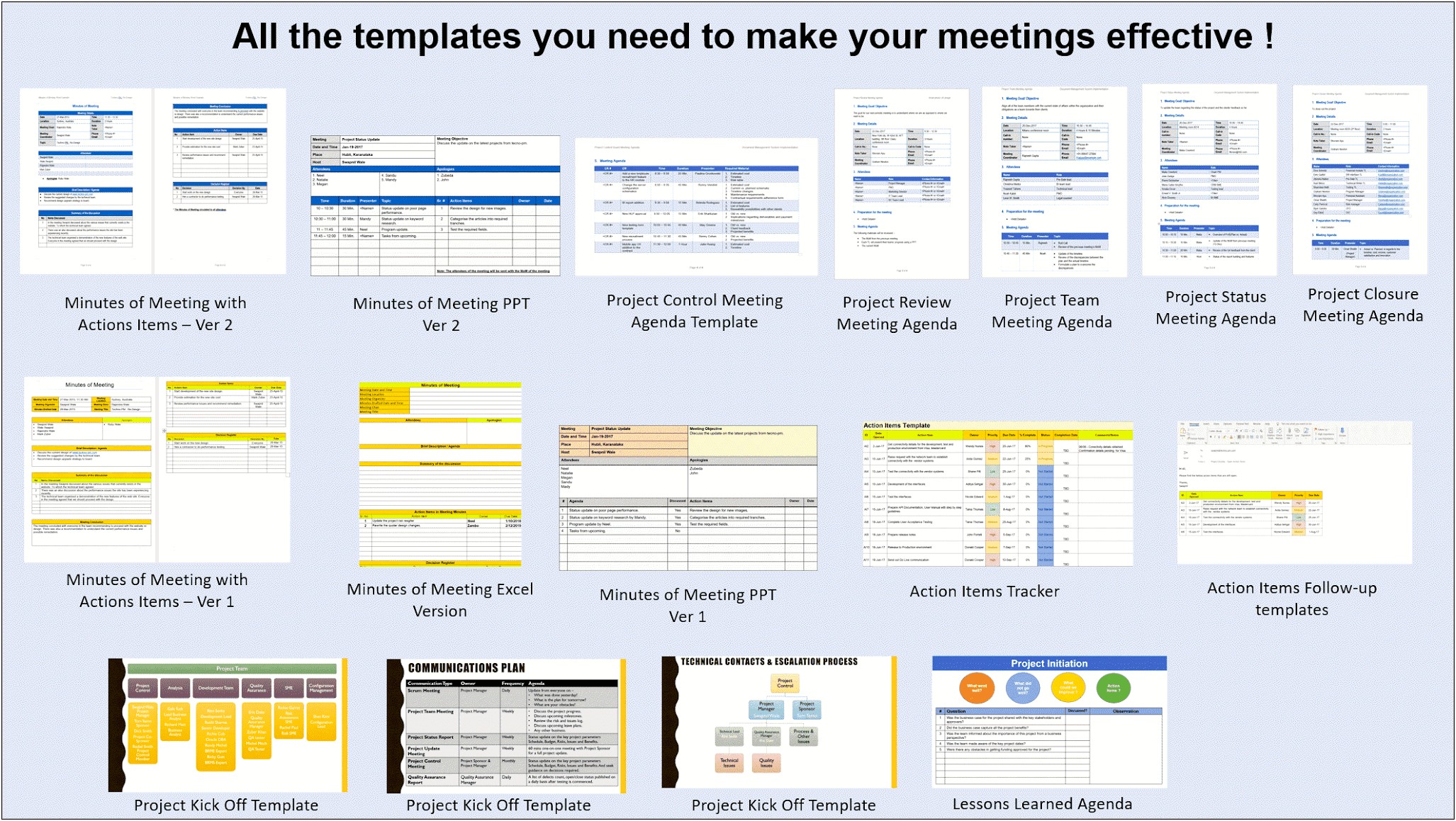 Project Management Meeting Minutes Template Free
