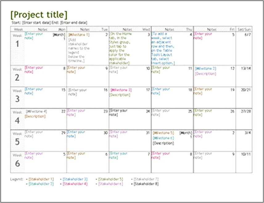 Timeline Template Free Download Excel