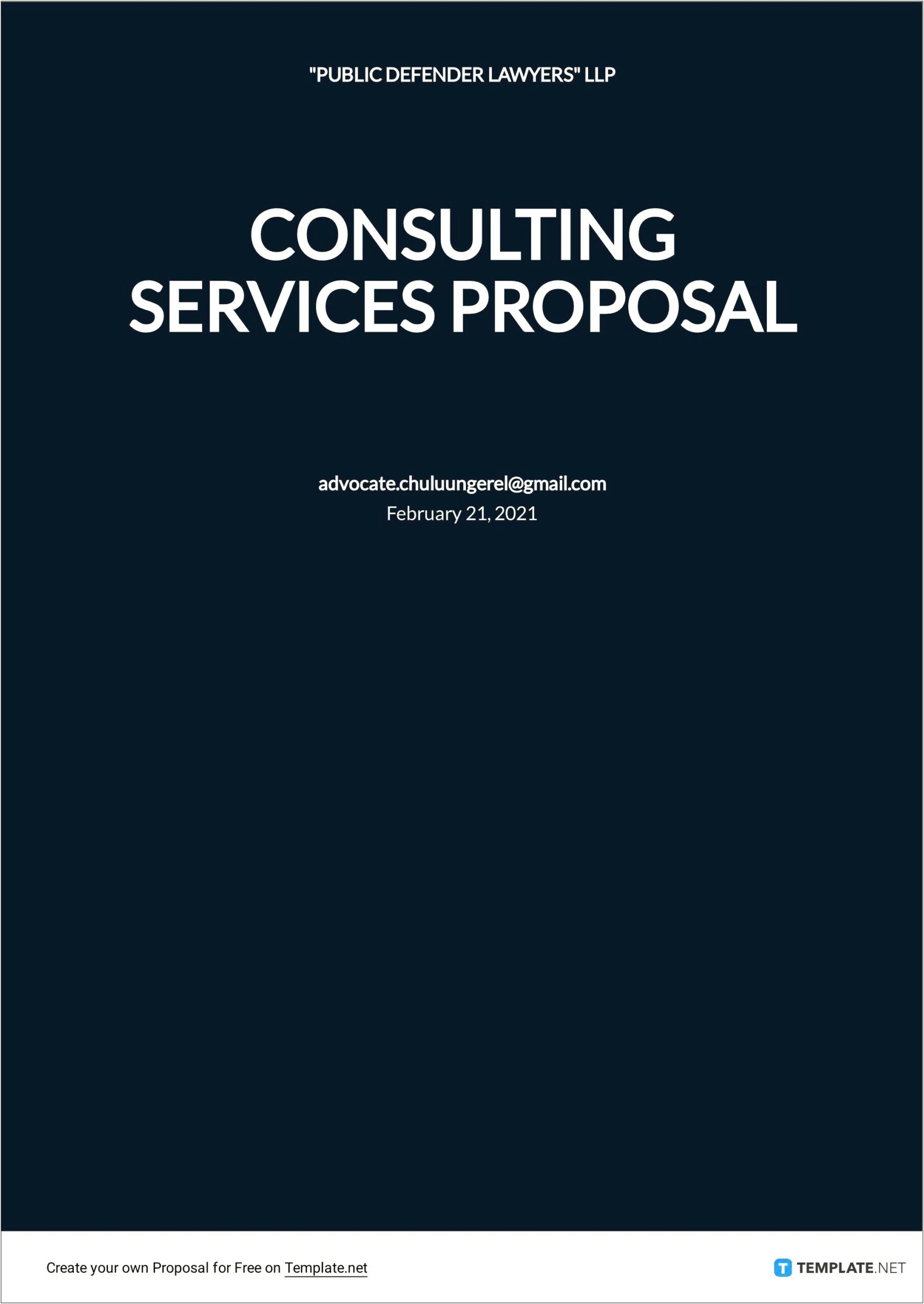 Proposal For Consulting Services Template Free