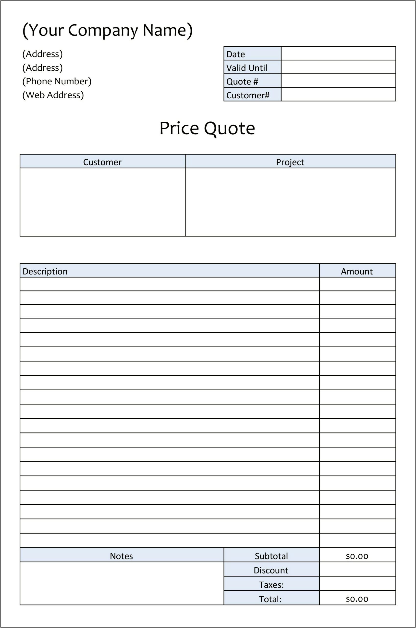Quotation Template Word Document Free Download