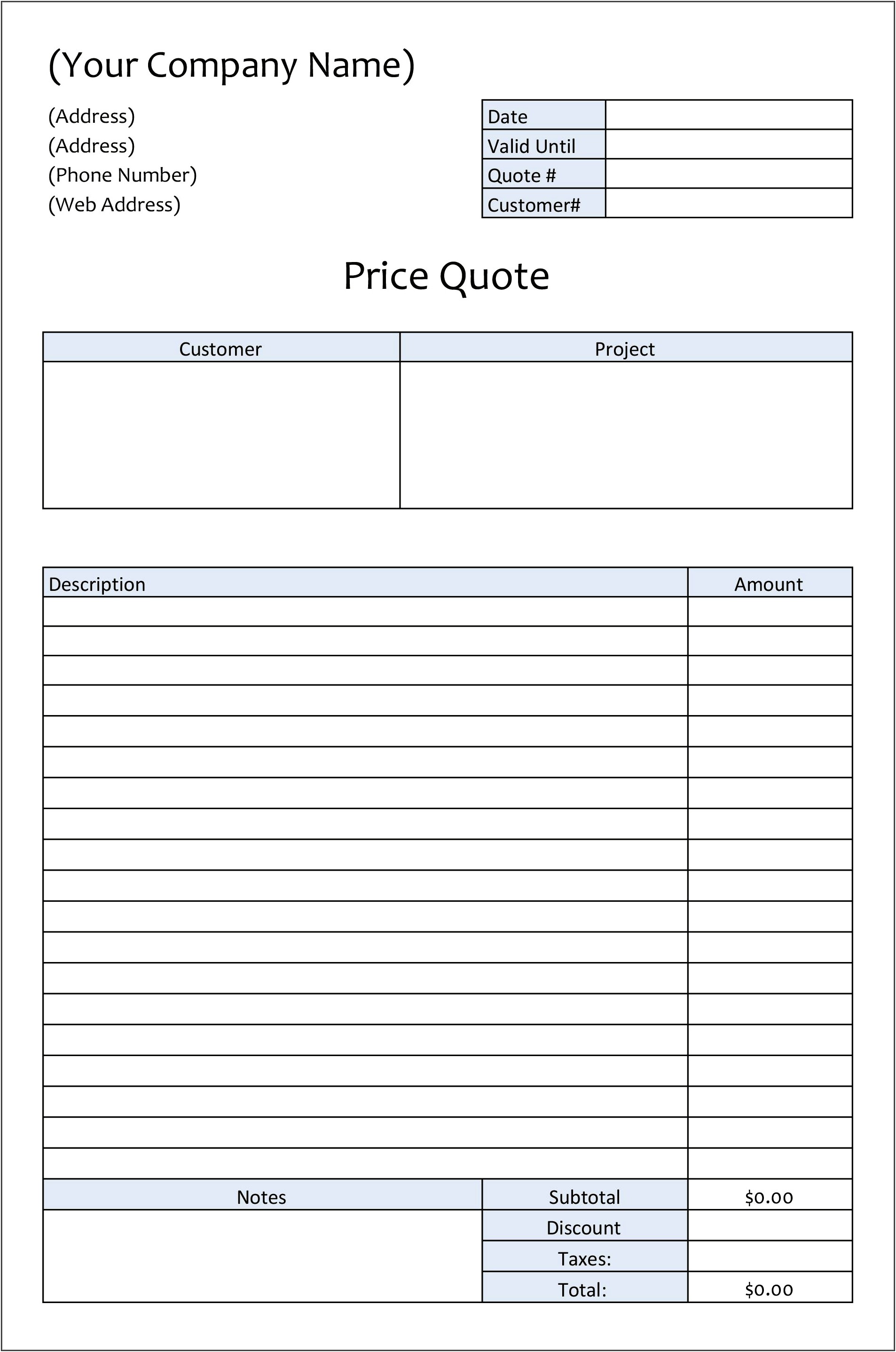Quotation Template Word Document Free Download