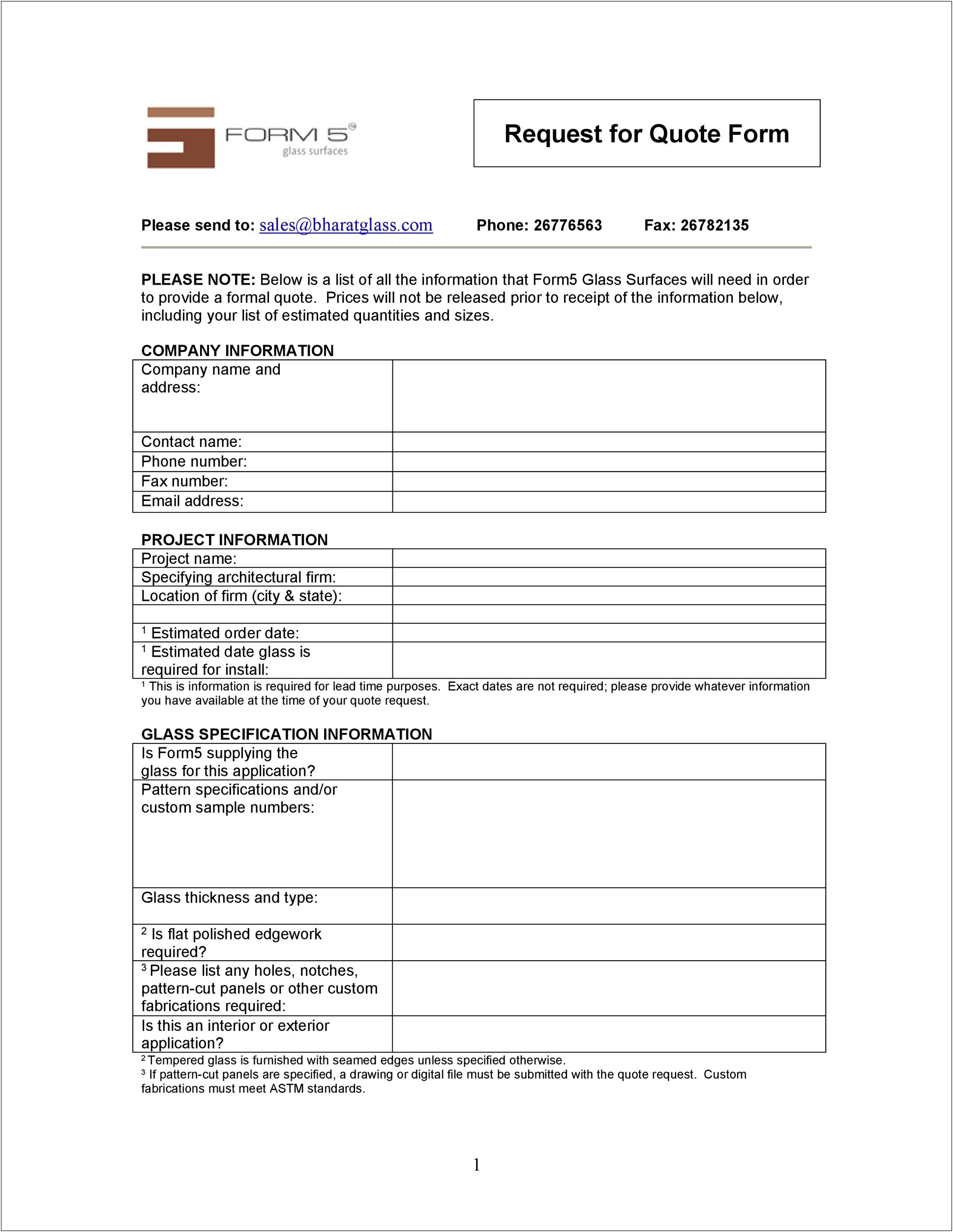 Request For Quotation Template Free Download