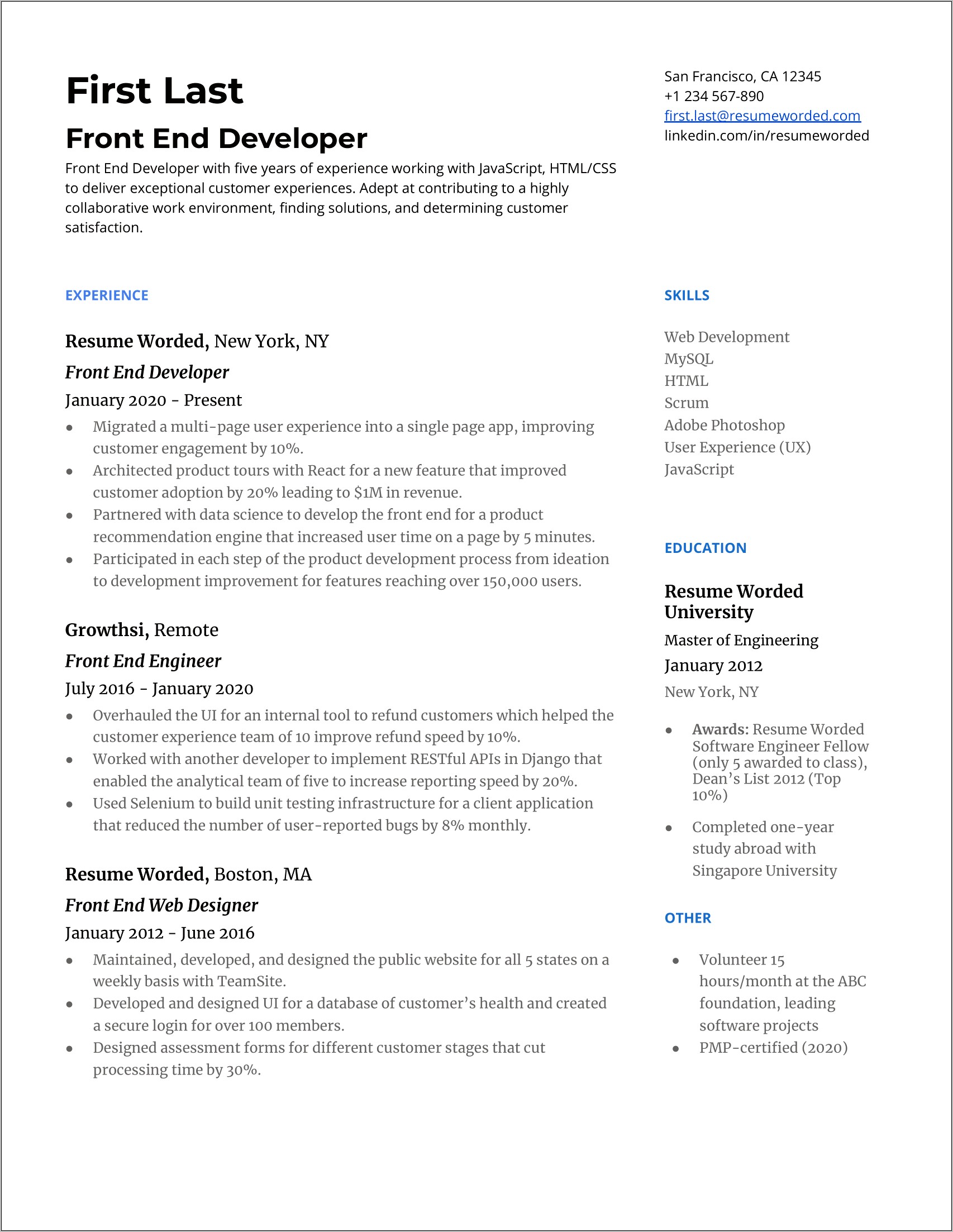 Resume Skill Experience Working With Developmental Disabilities