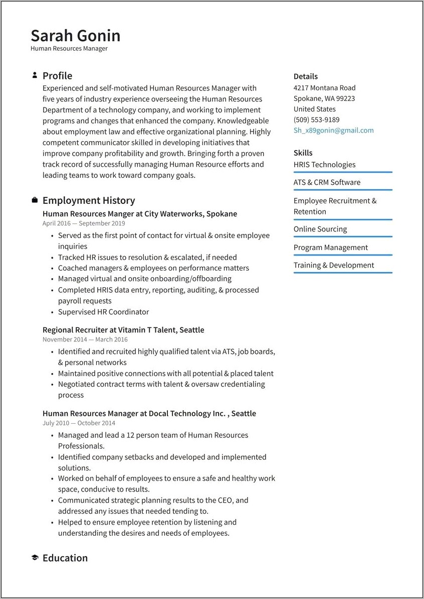 Resume Skills Examples For Human Resources Assistant