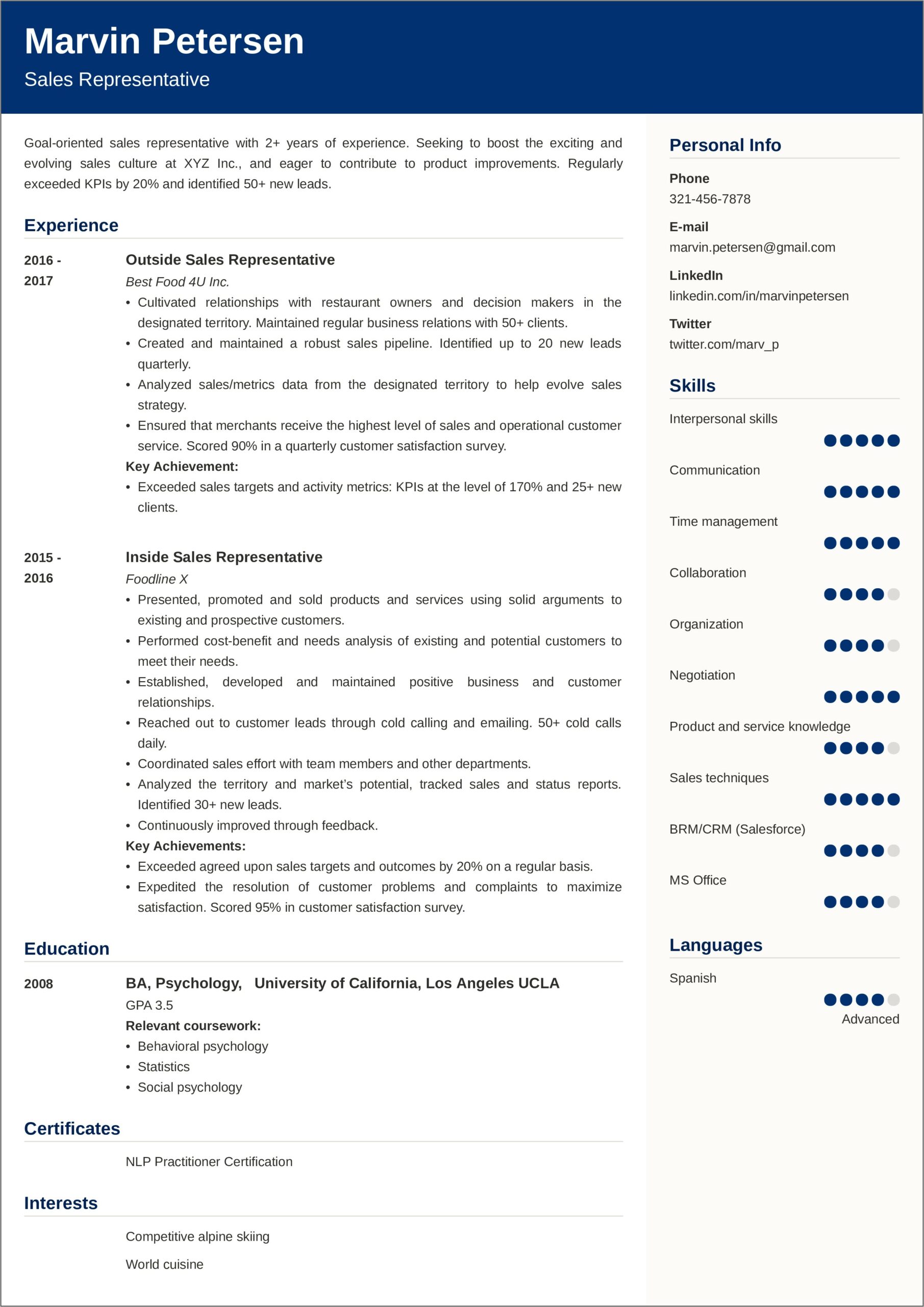 Resume Skills For A Sales Associate