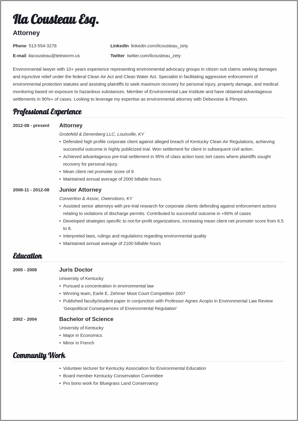 Resume Skills Section For A Lawyer