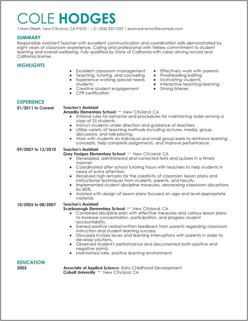 Resume Start With Experience Or Education