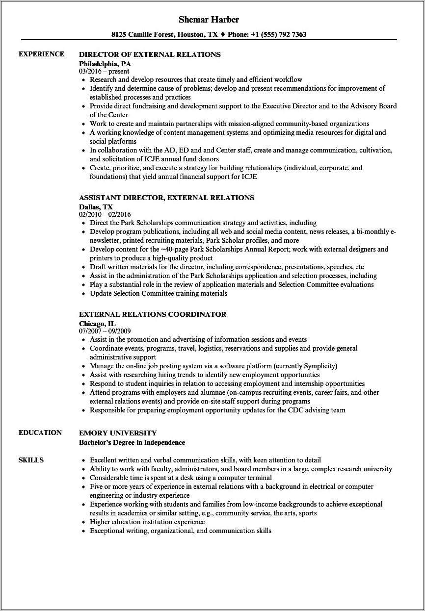 Resume Statesments About Managing External Reps