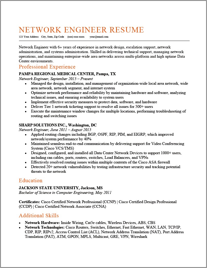 Resume Summary Example For A Engineer