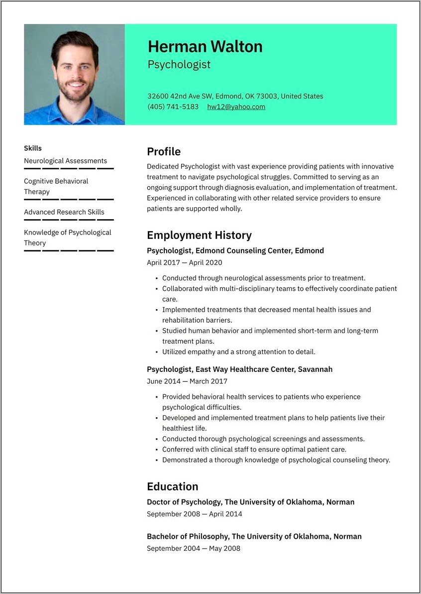 Resume Summary Example For Mental Health Counselor