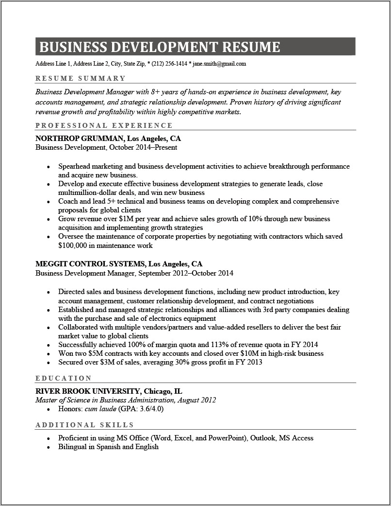 Resume Summary Examples For Business Students