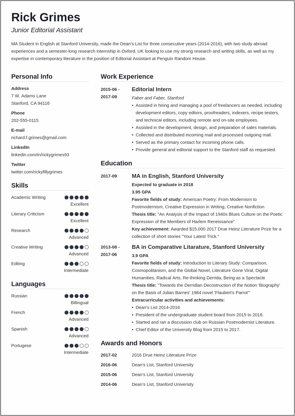 Resume Summary Examples For No Experience