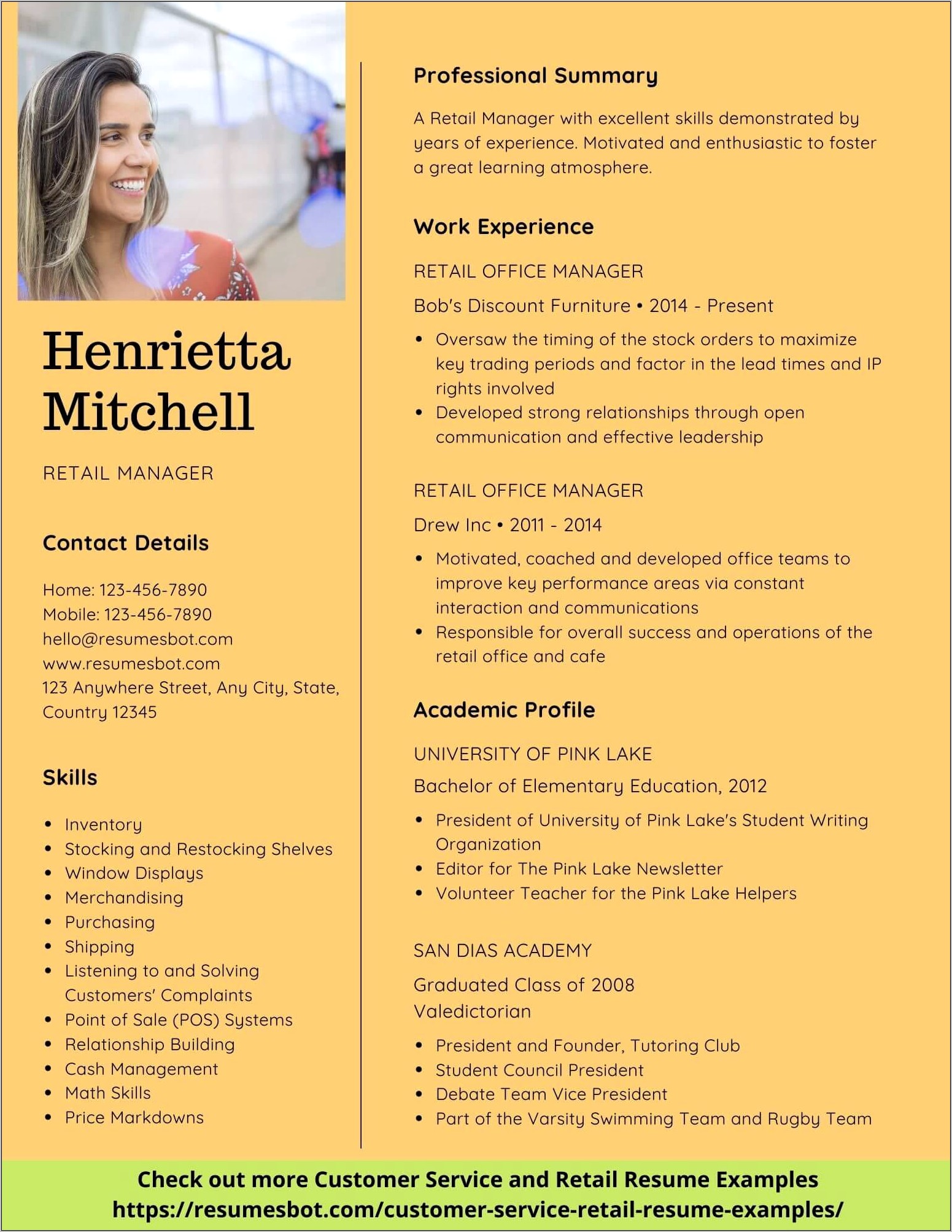 Resume Summary Examples For Retail Store