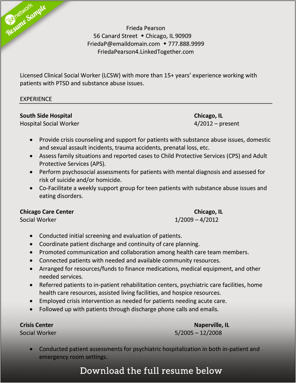 Resume Summary Examples For Social Workers