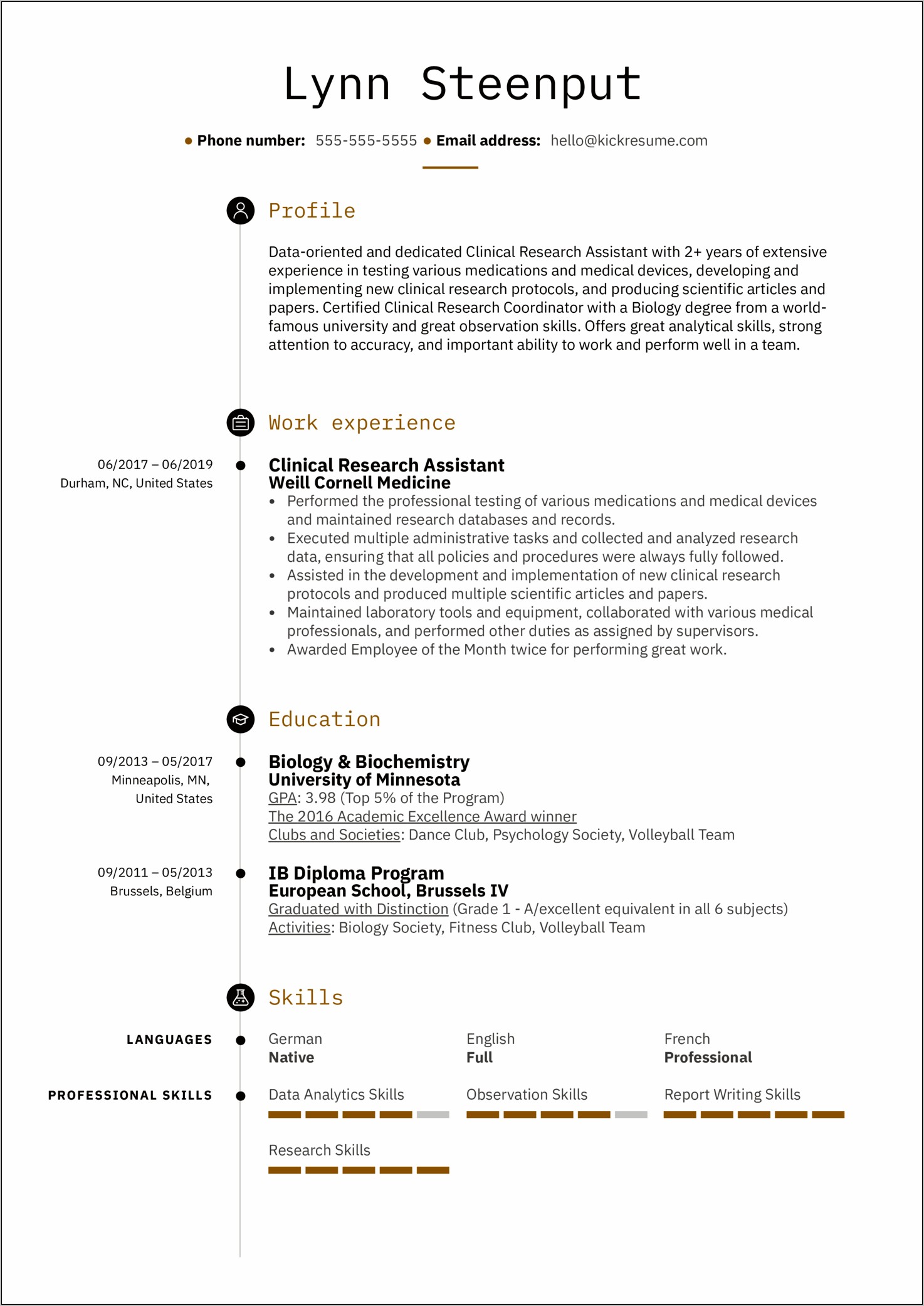 Resume Summary For A Biology Major