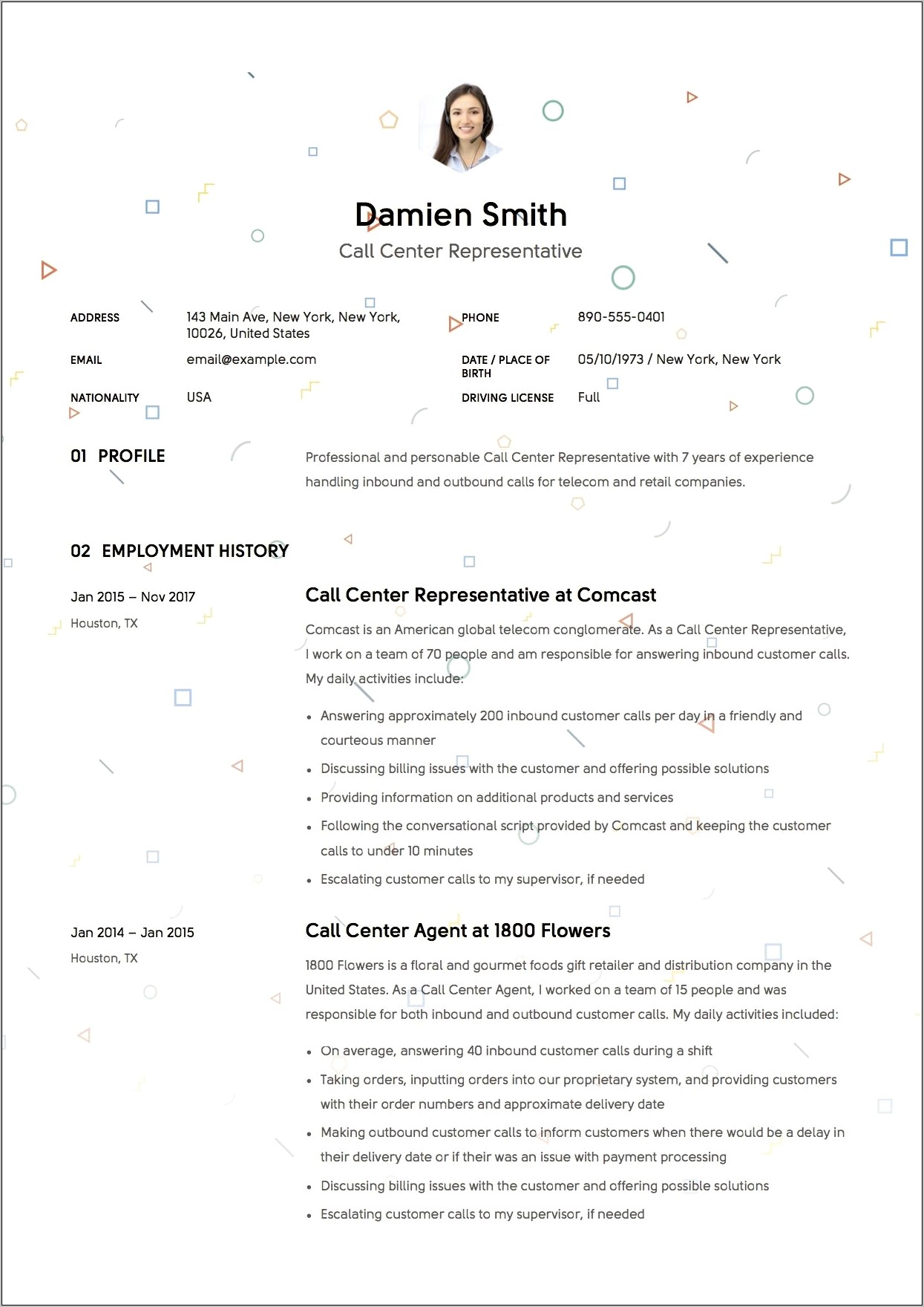 Resume Summary For Call Center Agent