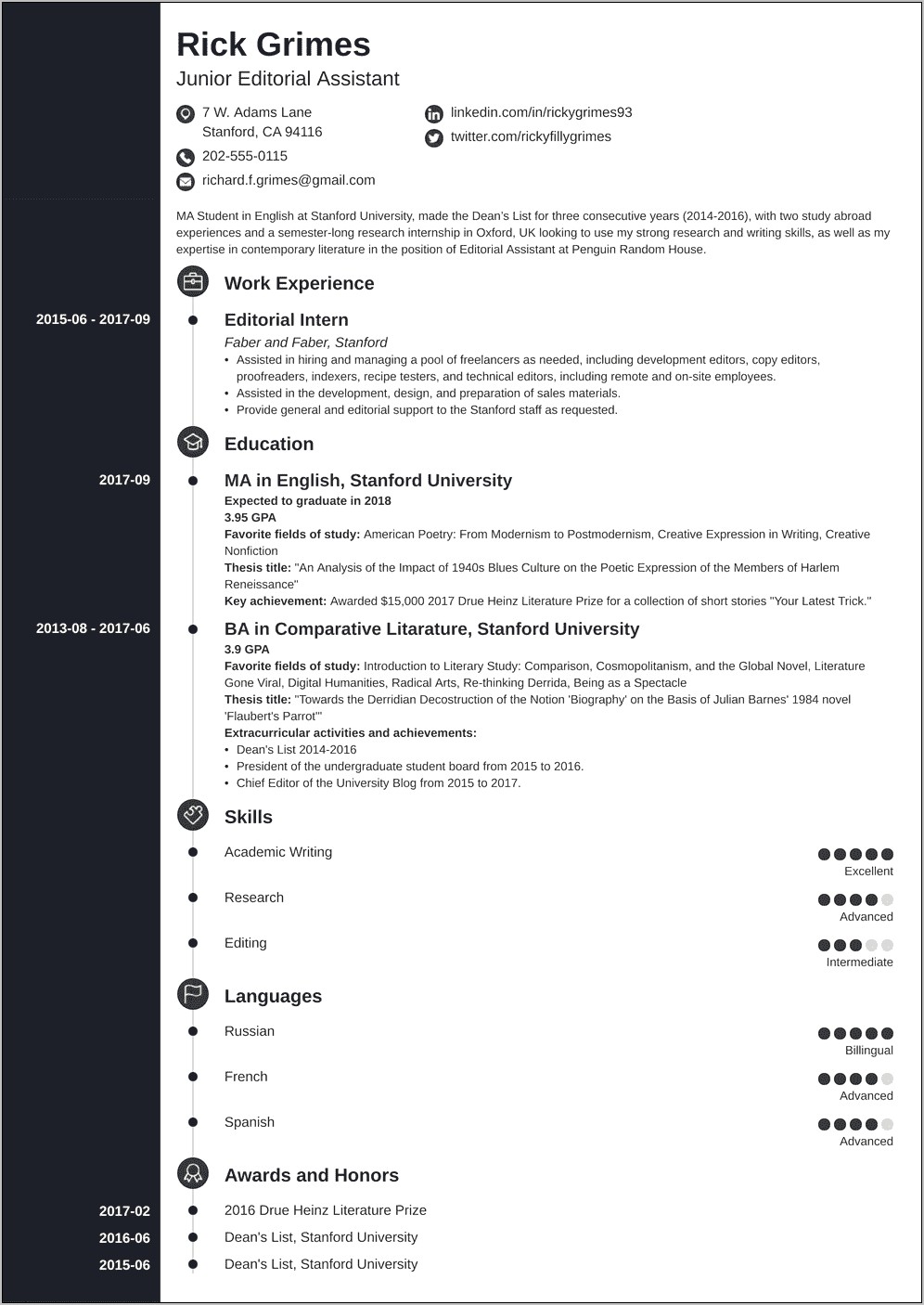 Resume Summary For Entry Level Position