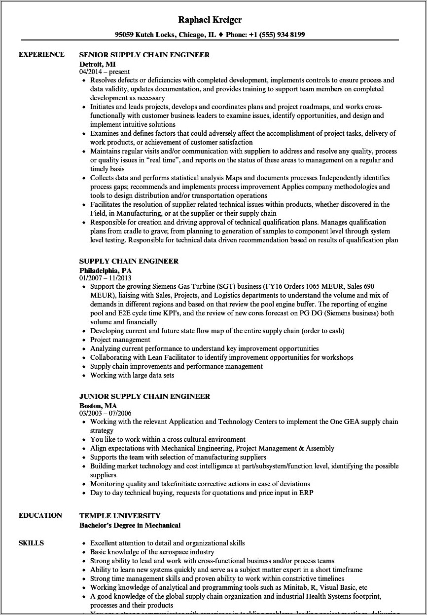 Resume Summary For Supply Chain Analyst