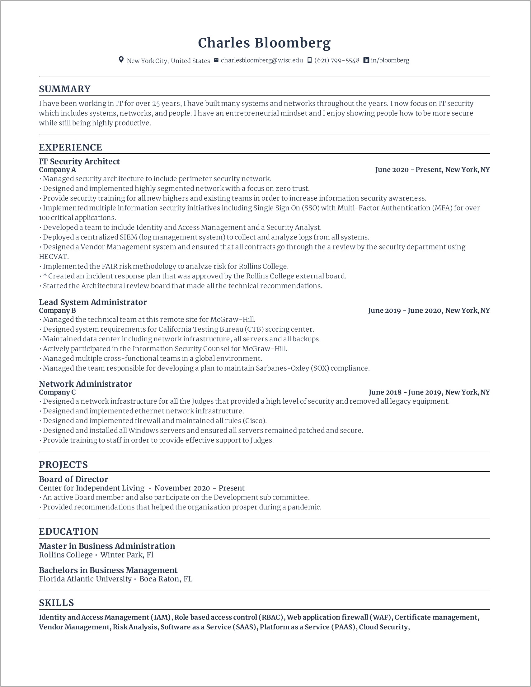 Resume Summary For Technical Support Professional