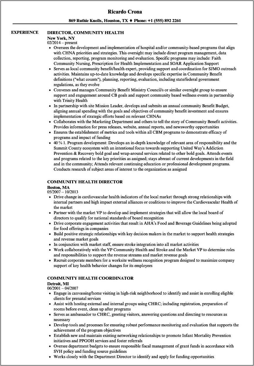 Resume Summary Of Qualifications Public Health