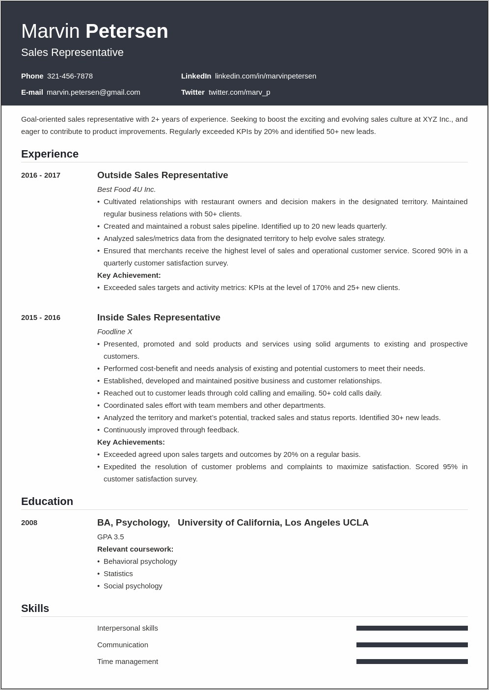Resume Summary Or Objective For Customer Service Rep
