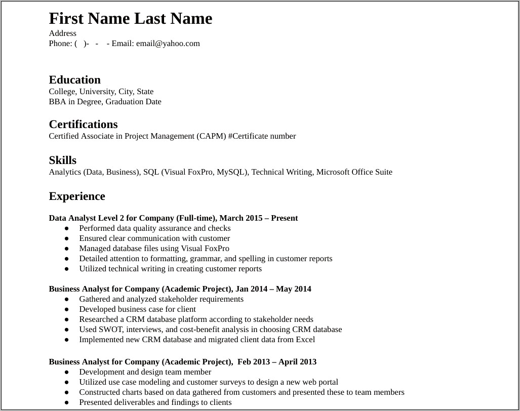 Resume Summary Sample For Internal Promotion