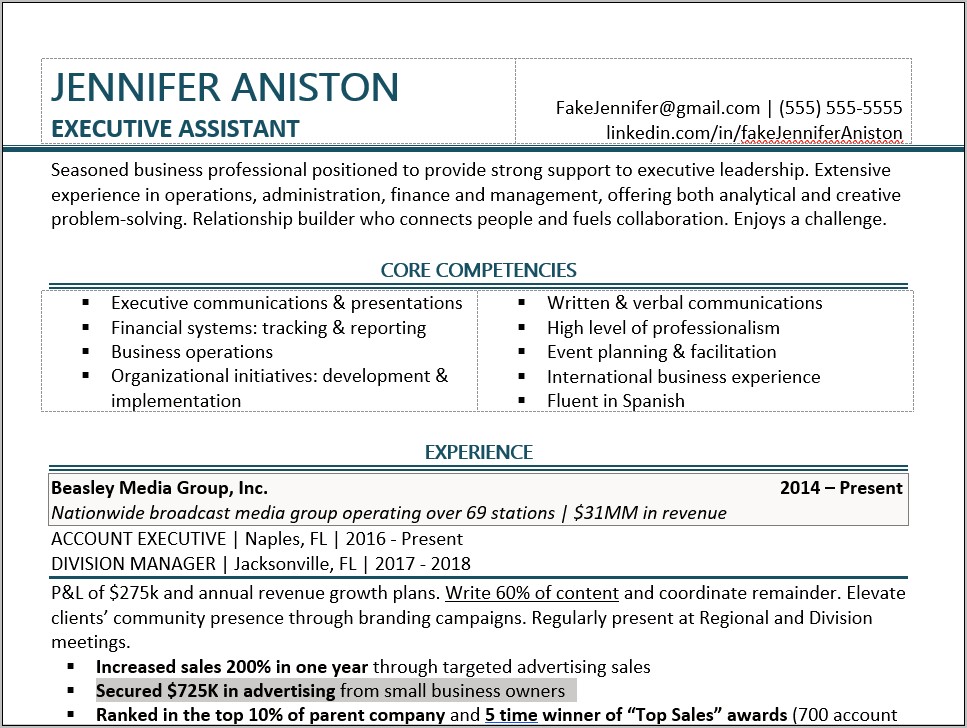 Resume Summary Statement Career Change Example