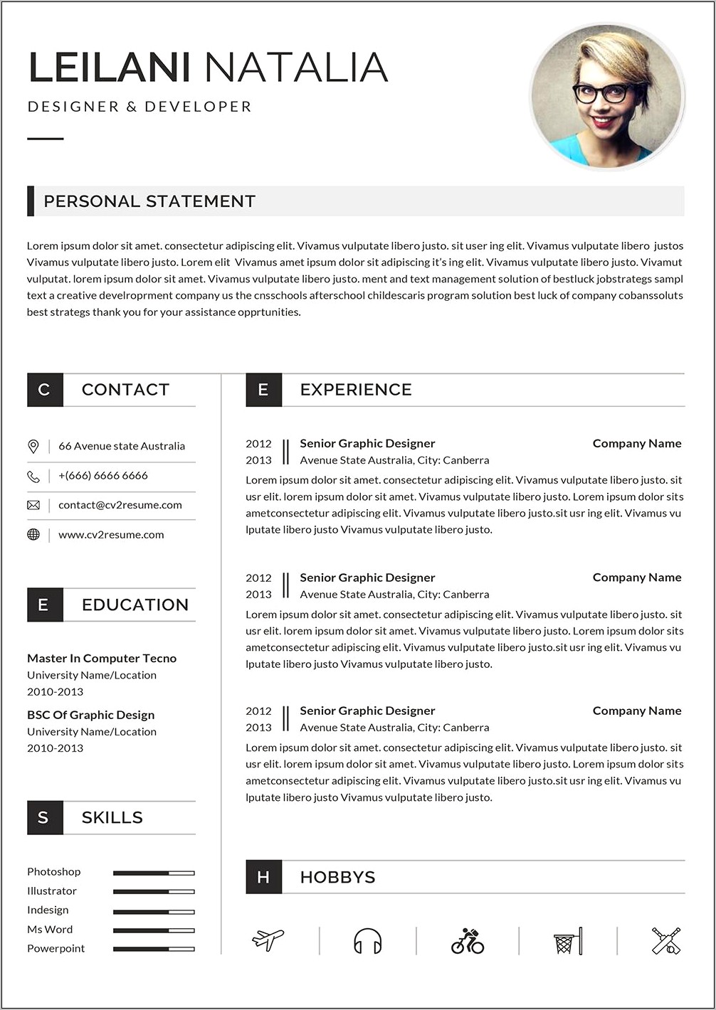 Resume Template Design Free Download Word