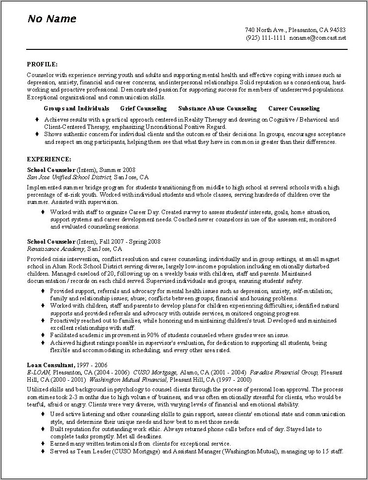 Resume Template For A Career Change