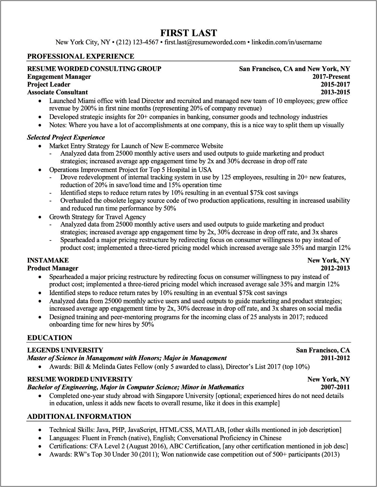 Resume Template For A Midlevel Career Tracher