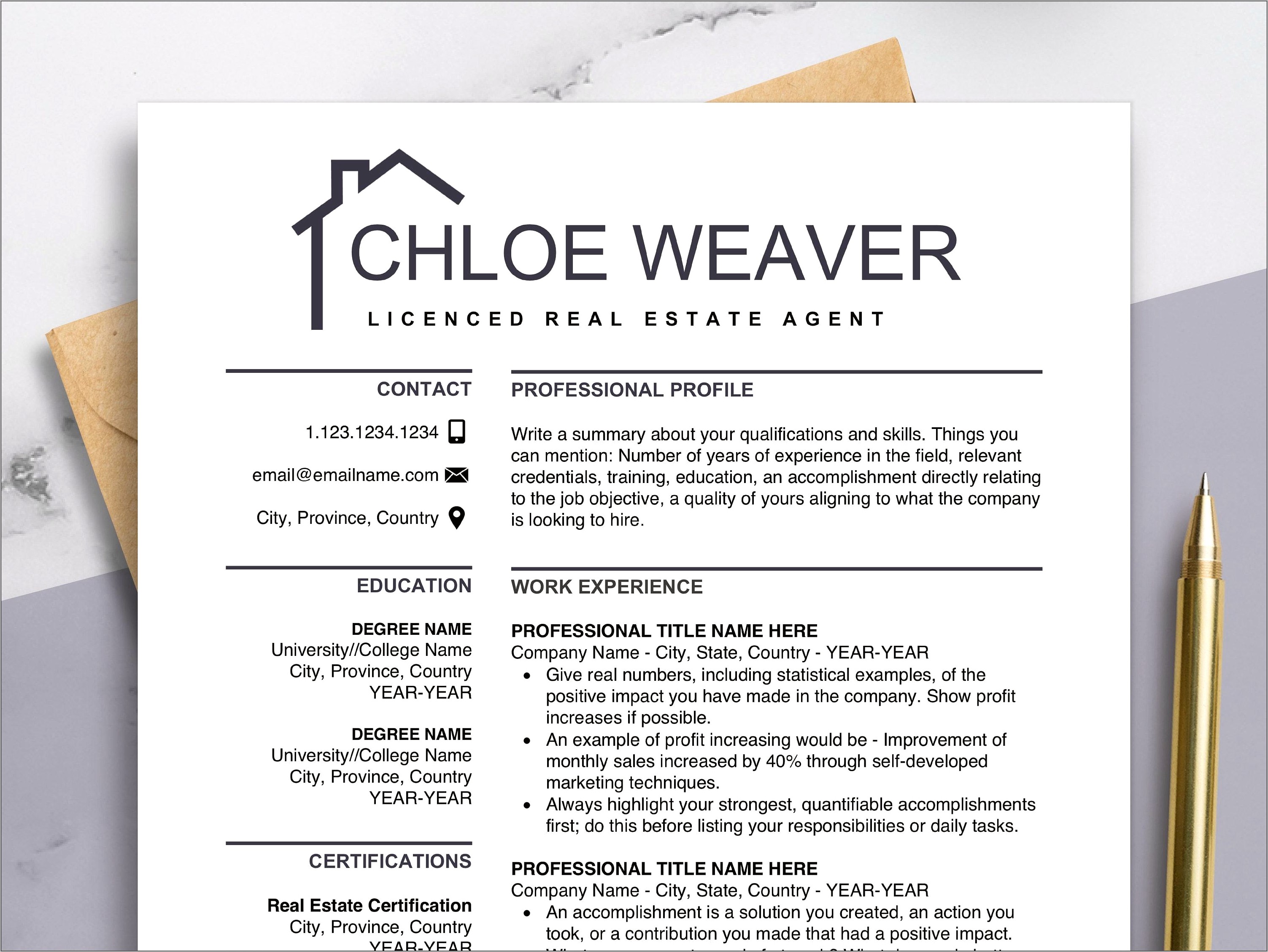 Resume Template For A Real Estate Broker
